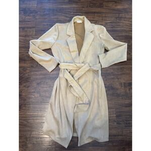 Envie NWOT Faux Suede Sz M Light Tan Belted Long Jacket